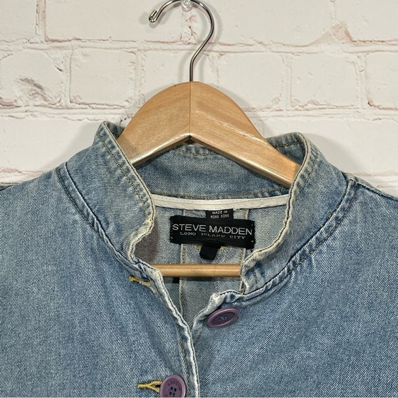 Vintage Steve Madden Jean Jacket Womens Size Large Faded Blue Buttons 90s - Picture 10 of 15